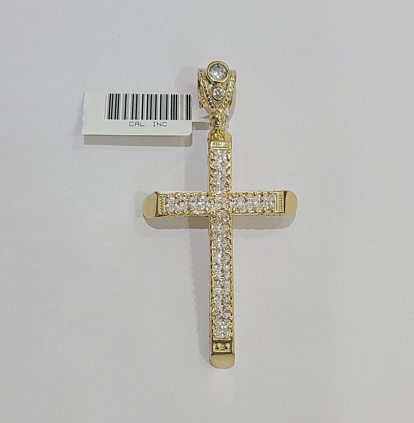 10k Yellow Gold Jesus Cross Charm Pendant 10 KT 2.5" Inch Religious Charm Real - Reva Jeweler