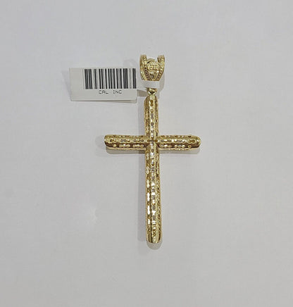 10k Yellow Gold Jesus Cross Charm Pendant 10 KT 2.5" Inch Religious Charm Real - Reva Jeweler