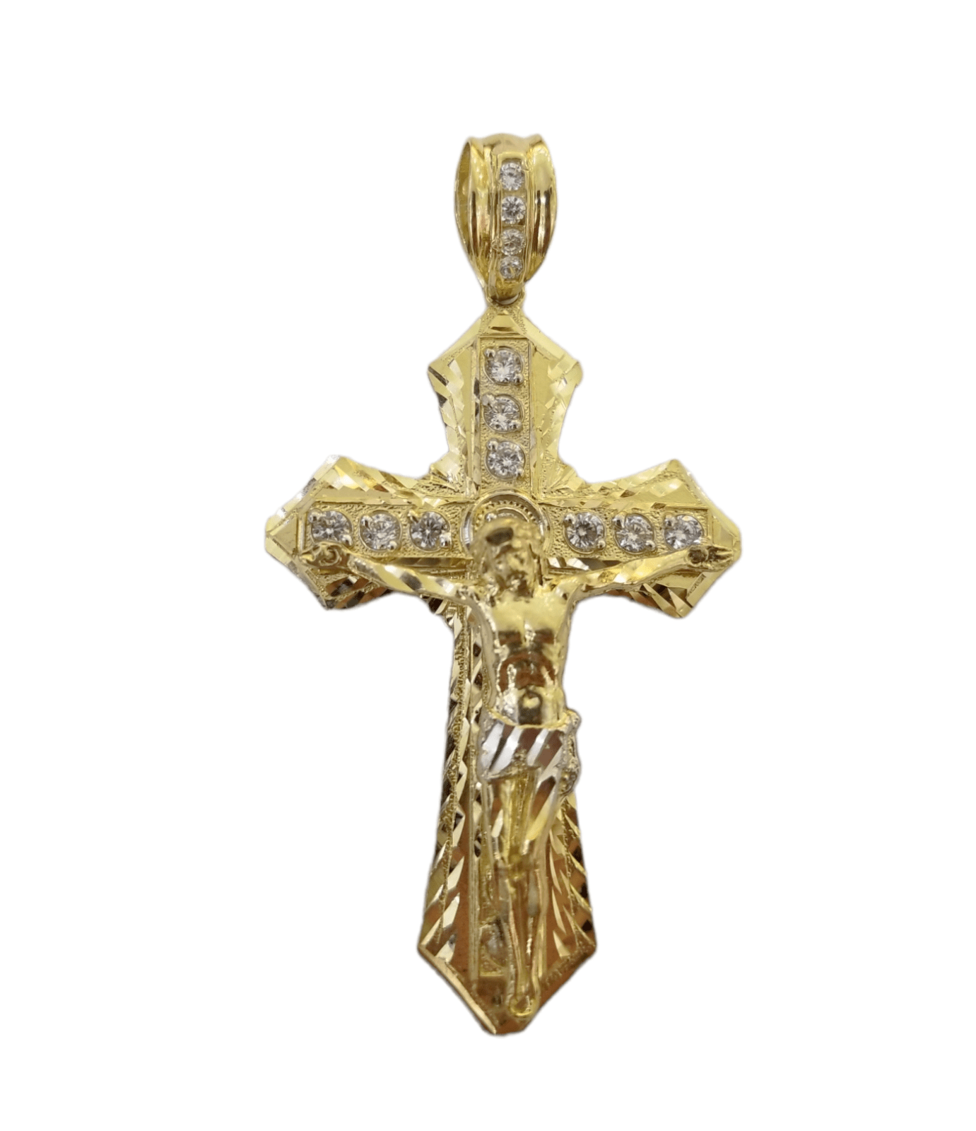 10K Yellow Gold Jesus Cross Charm Pendant Religion Real 10kt - Reva Jeweler