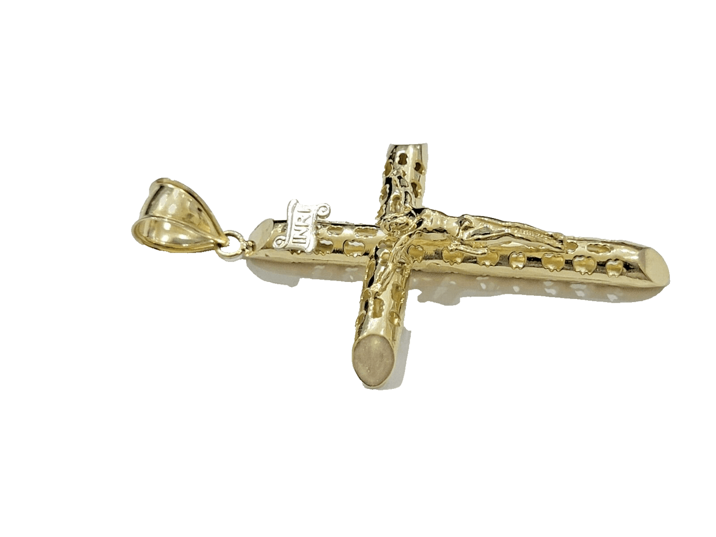 10k Yellow Gold Jesus Crucifix Cross Charm Pendant 2.5'' Inch Real 10kt SALE Men - Reva Jeweler