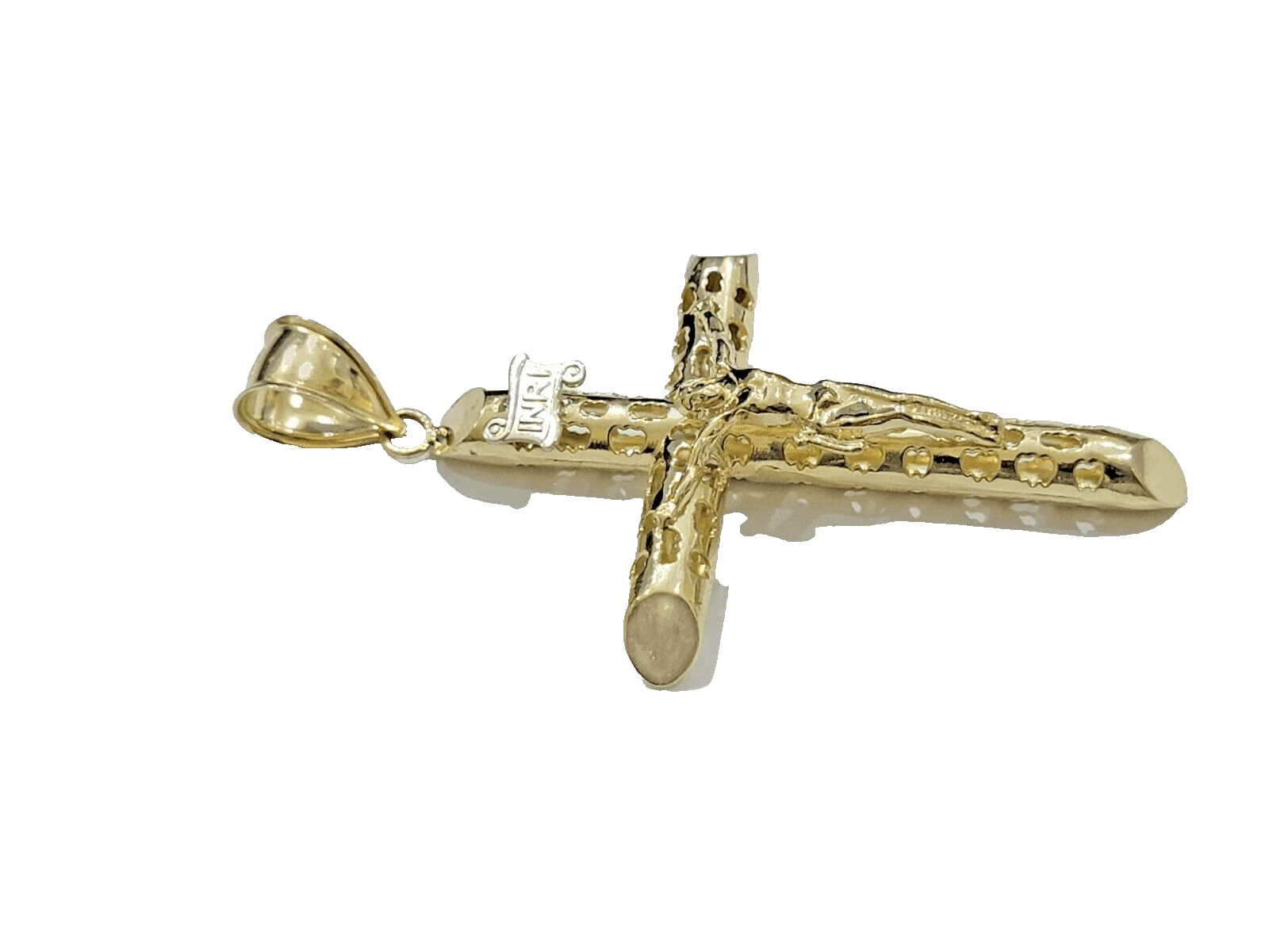10k Yellow Gold Jesus Crucifix Cross Charm Pendant 2.5'' Inch Real 10kt SALE Men - Reva Jeweler