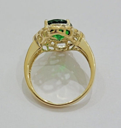 10k Yellow Gold Ladies Green Ring Women's Casual Band SALE Real 10kt Brand New - Reva Jeweler