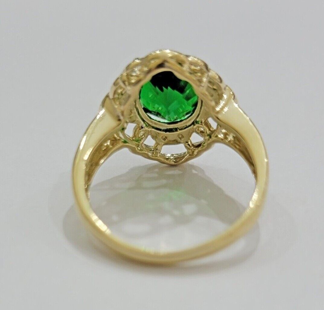 10k Yellow Gold Ladies Green Ring Women's Casual Band SALE Real 10kt Brand New - Reva Jeweler