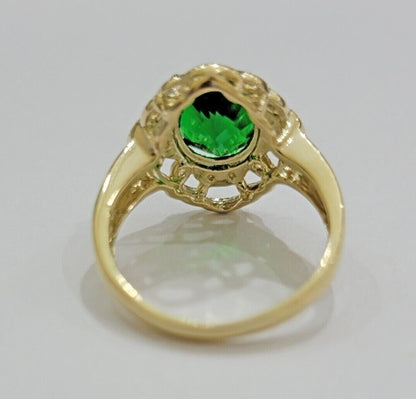 10k Yellow Gold Ladies Green Ring Women's Casual Band SALE Real 10kt Brand New - Reva Jeweler