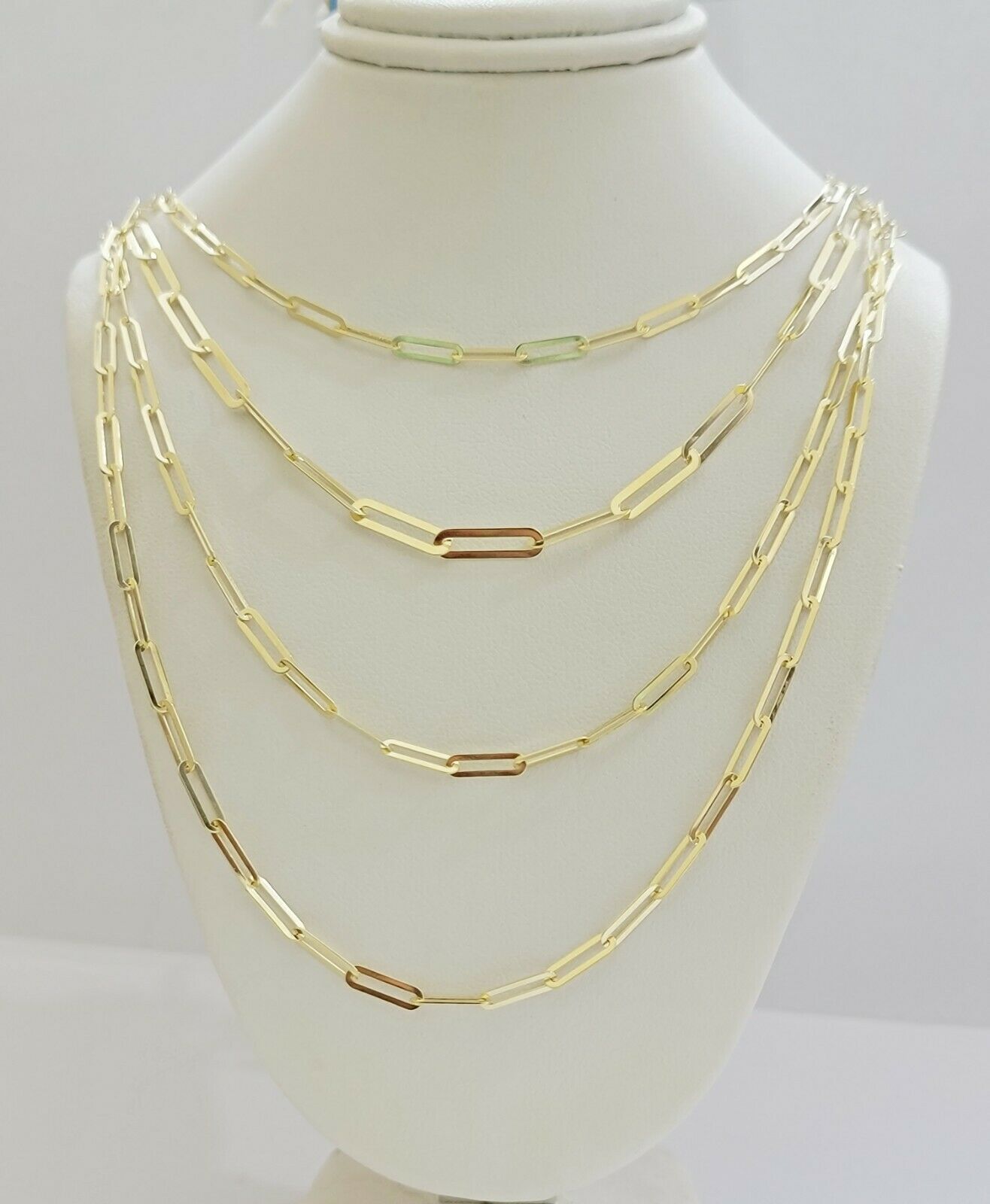 10k Yellow Gold Ladies Paperclip Chain necklace 4mm all size, REAL 10kt ,women - Reva Jeweler