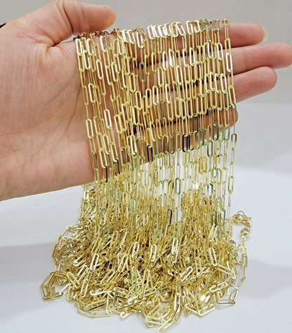 10k Yellow Gold Ladies Paperclip Chain necklace 4mm all size, REAL 10kt ,women - Reva Jeweler
