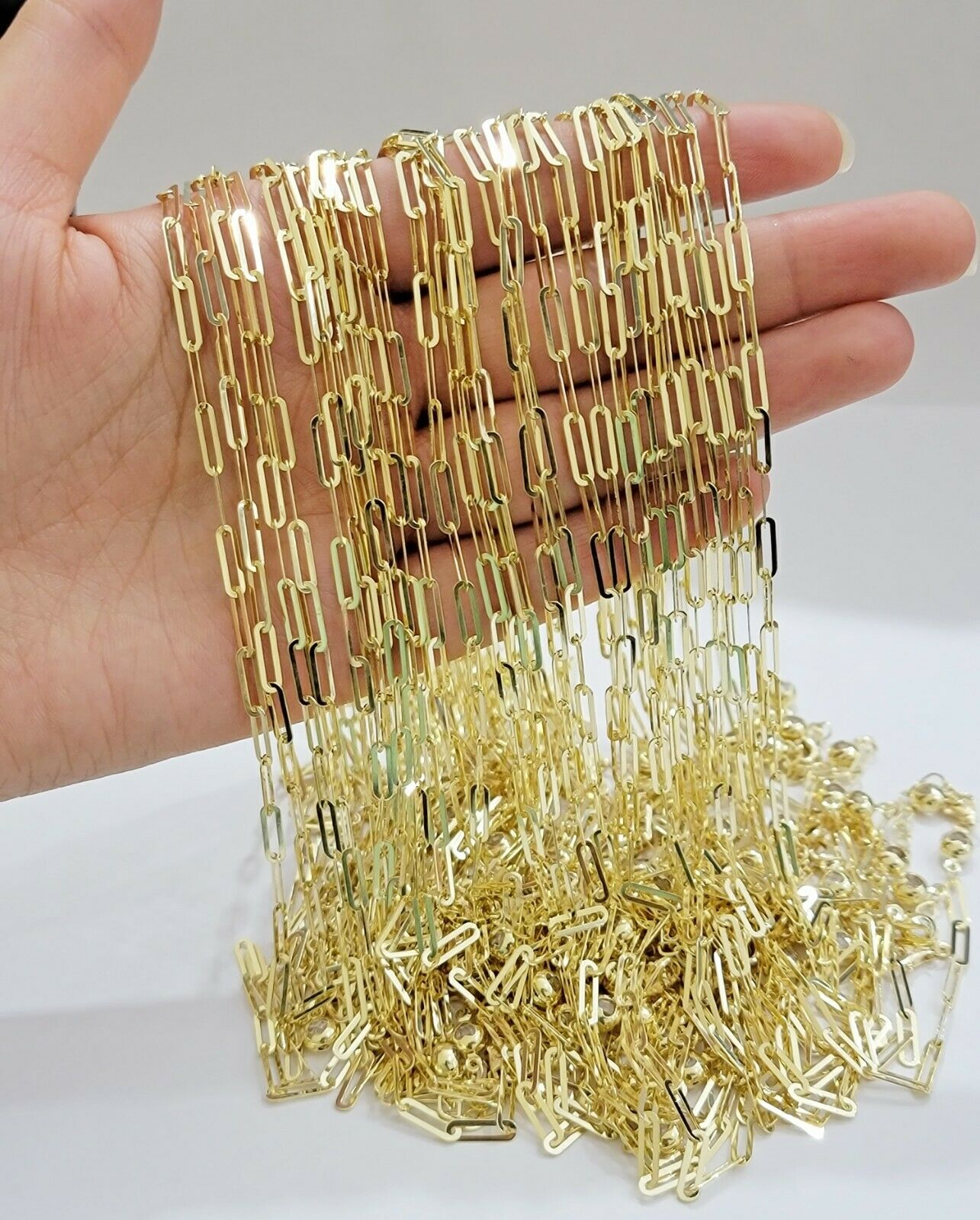 10k Yellow Gold Ladies Paperclip Chain necklace 4mm all size, REAL 10kt ,women - Reva Jeweler
