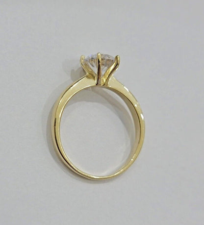 10k Yellow Gold Ladies Solitaire Ring For Womens Casual Band SALE Real Brand New - Reva Jeweler