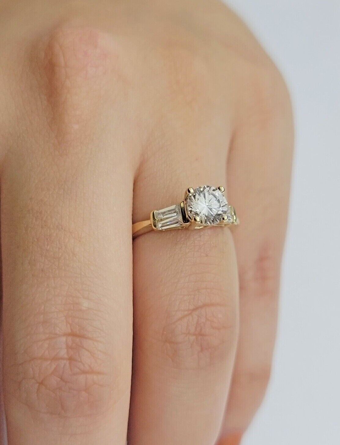 10k Yellow Gold Ladies Solitaire Ring For Womens Casual Band SALE Real Brand New - Reva Jeweler
