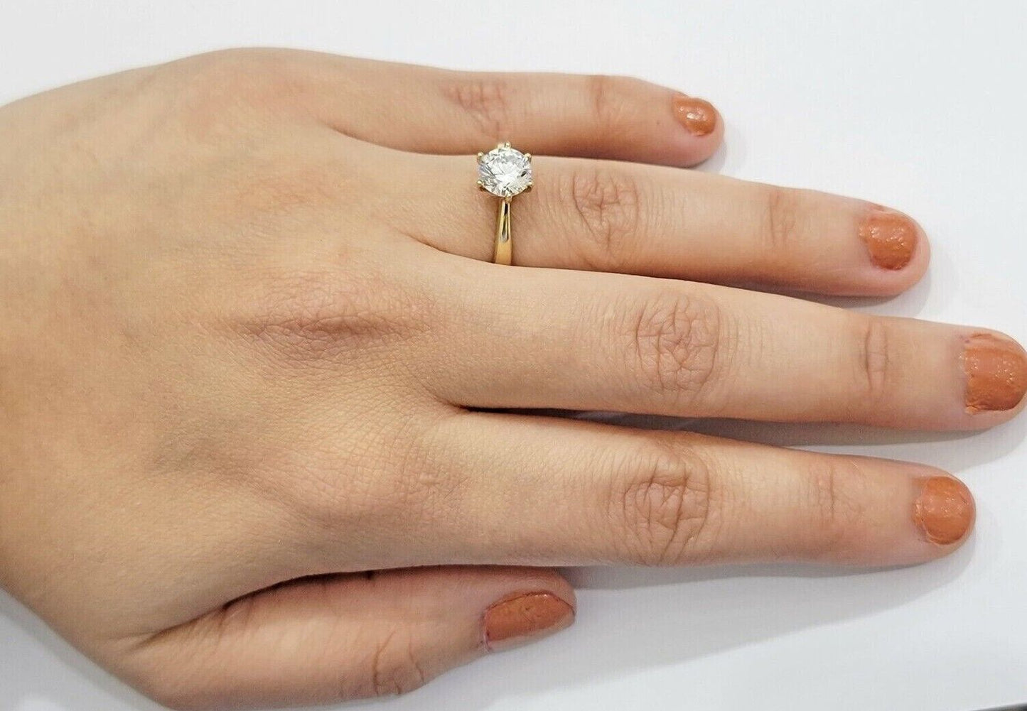 10k Yellow Gold Ladies Solitaire Ring For Womens Casual Band SALE Real Brand New - Reva Jeweler