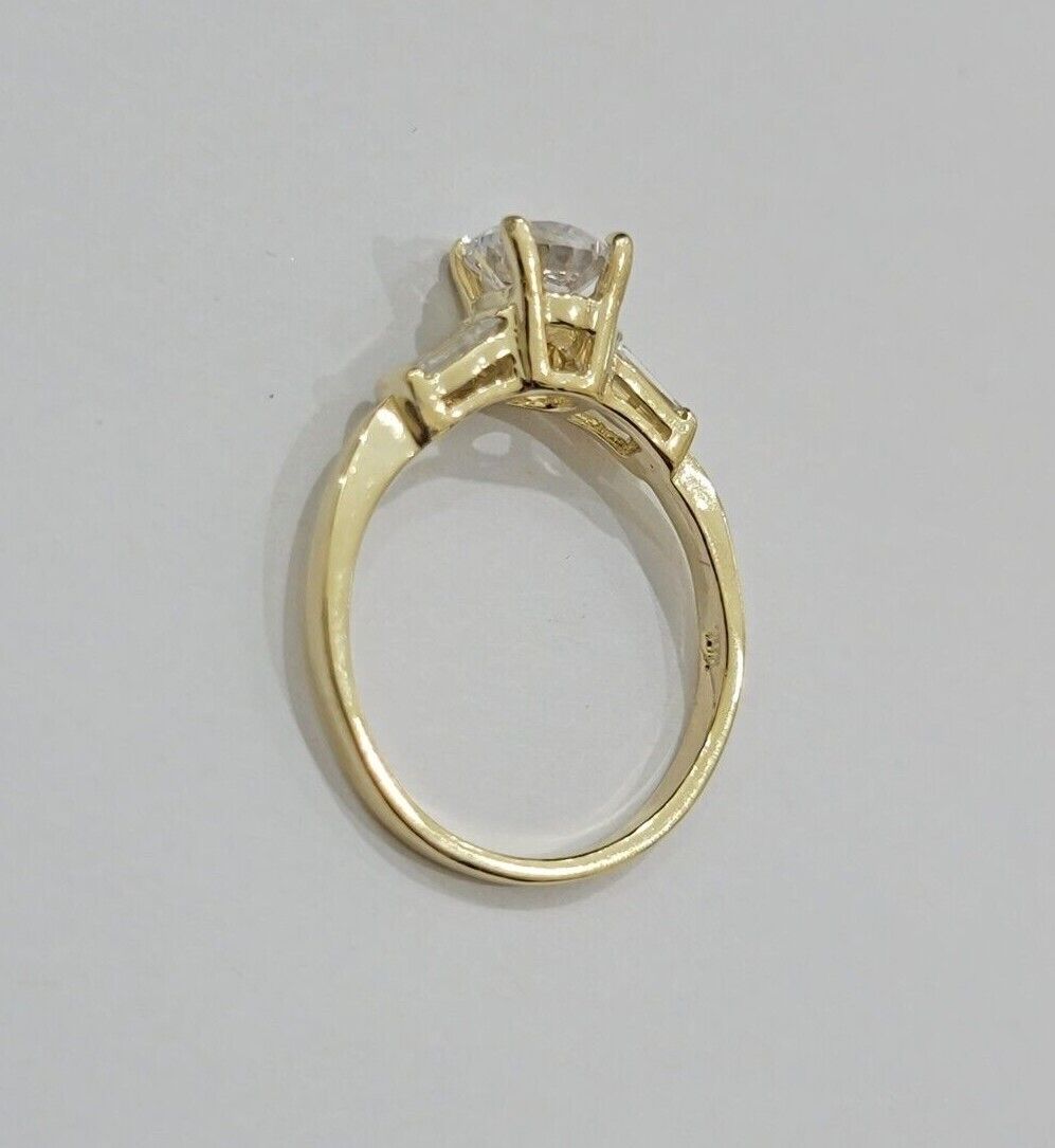 10k Yellow Gold Ladies Solitaire Ring For Womens Casual Band SALE Real Brand New - Reva Jeweler