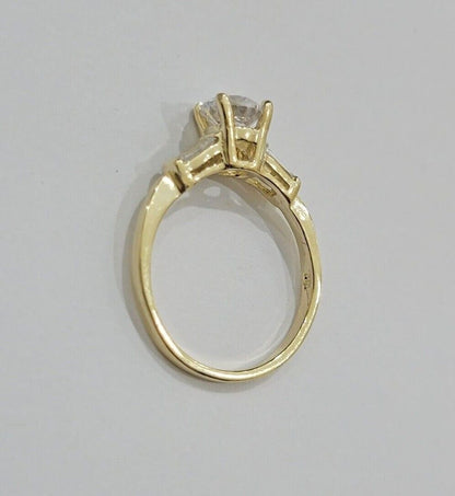 10k Yellow Gold Ladies Solitaire Ring For Womens Casual Band SALE Real Brand New - Reva Jeweler