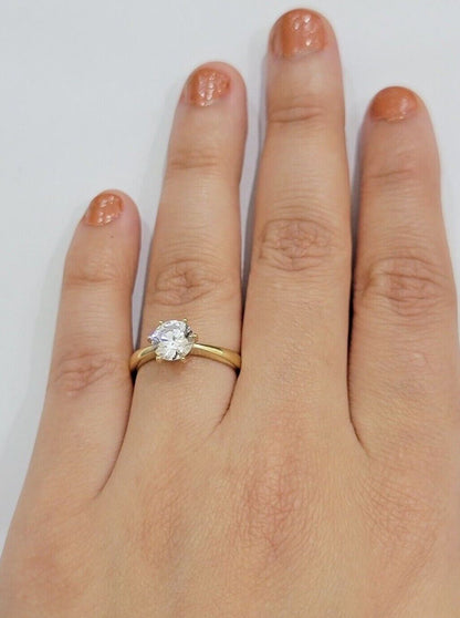 10k Yellow Gold Ladies Solitaire Ring For Womens Casual Band SALE Real Brand New - Reva Jeweler