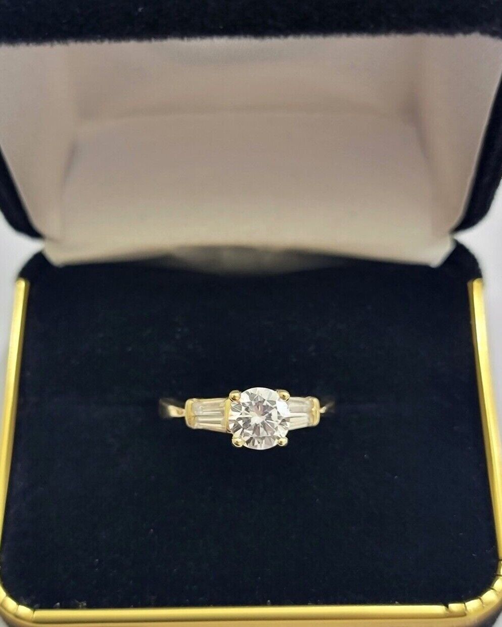 10k Yellow Gold Ladies Solitaire Ring For Womens Casual Band SALE Real Brand New - Reva Jeweler
