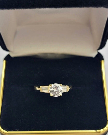 10k Yellow Gold Ladies Solitaire Ring For Womens Casual Band SALE Real Brand New - Reva Jeweler