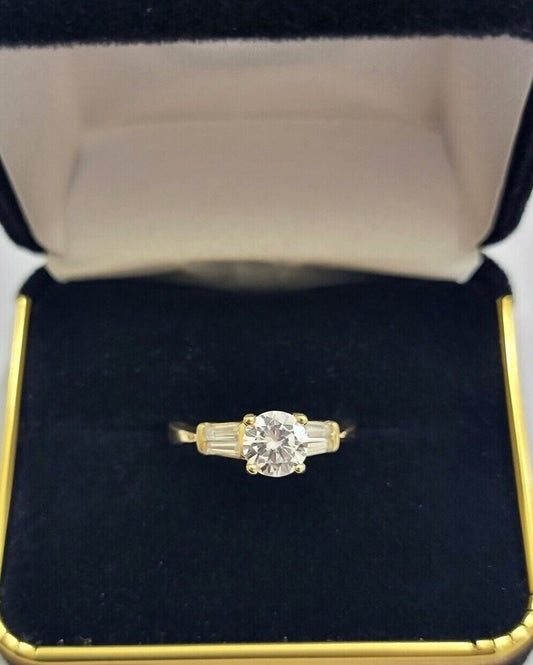 10k Yellow Gold Ladies Solitaire Ring For Womens Casual Band SALE Real Brand New - Reva Jeweler