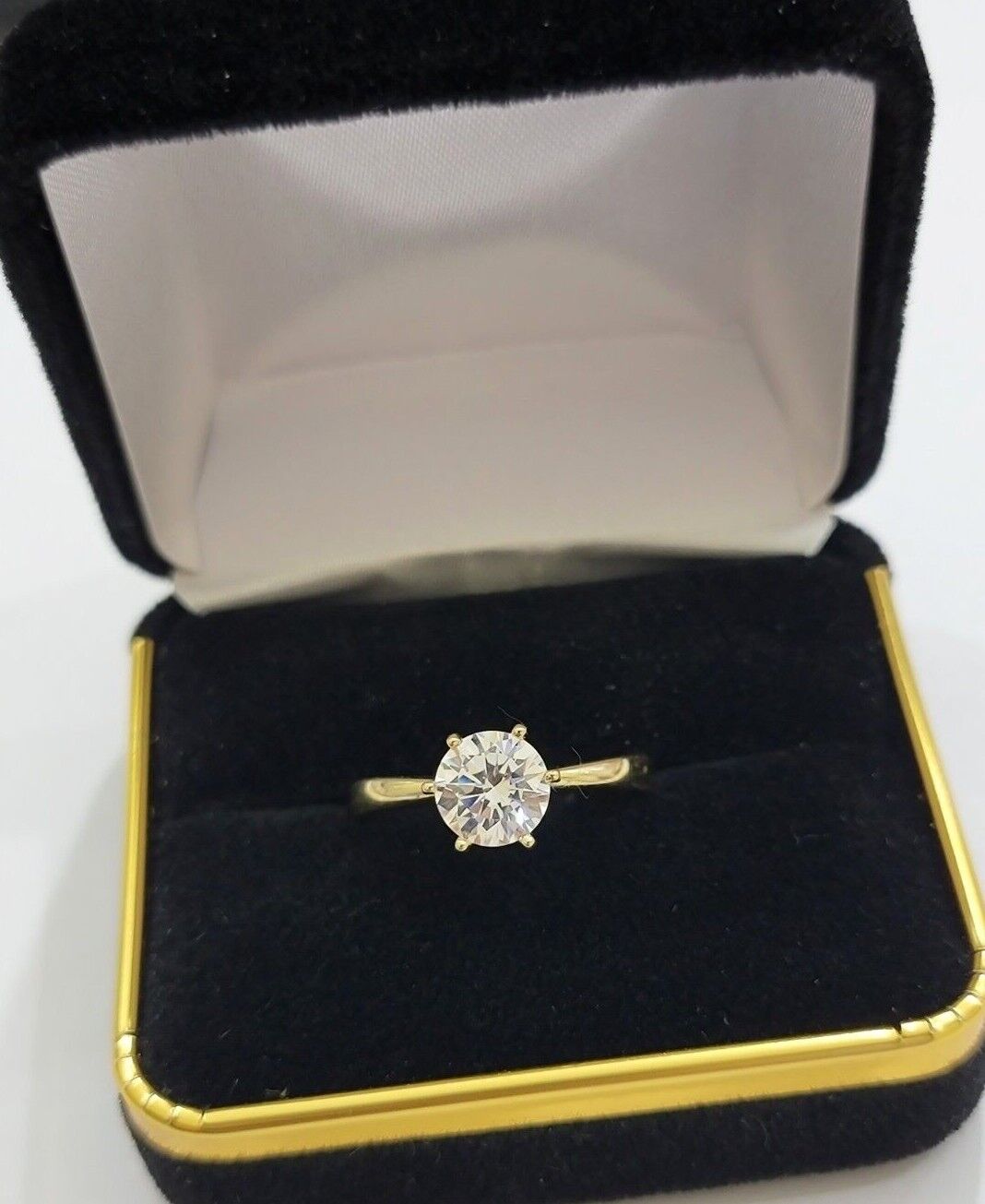 10k Yellow Gold Ladies Solitaire Ring For Womens Casual Band SALE Real Brand New - Reva Jeweler