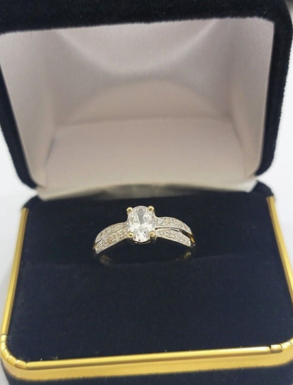 10k Yellow Gold Ladies Solitaire Ring For Womens Casual Band SALE Real Brand New - Reva Jeweler