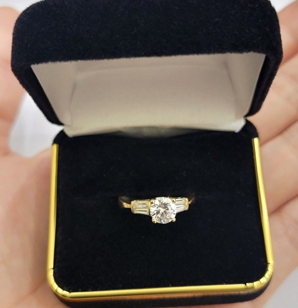 10k Yellow Gold Ladies Solitaire Ring For Womens Casual Band SALE Real Brand New - Reva Jeweler