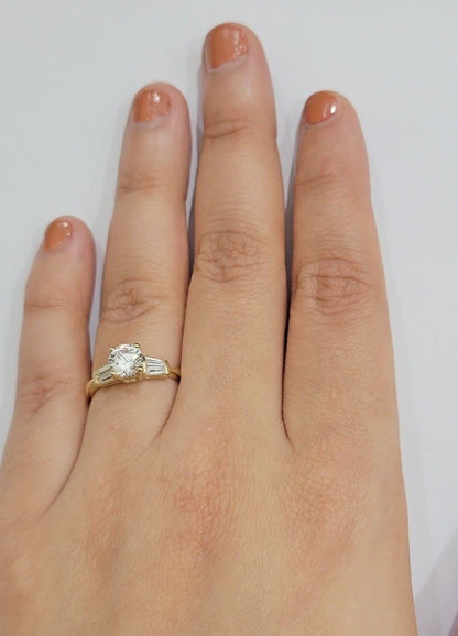 10k Yellow Gold Ladies Solitaire Ring For Womens Casual Band SALE Real Brand New - Reva Jeweler