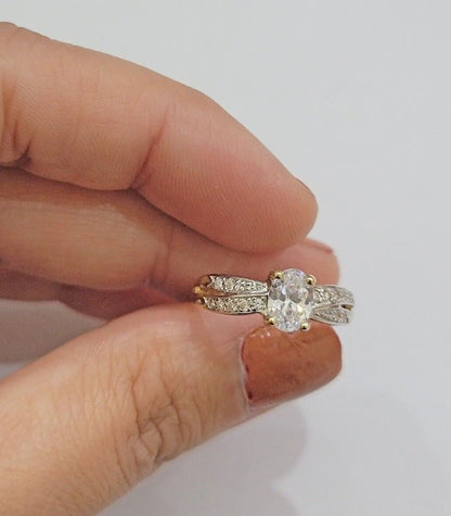10k Yellow Gold Ladies Solitaire Ring For Womens Casual Band SALE Real Brand New - Reva Jeweler