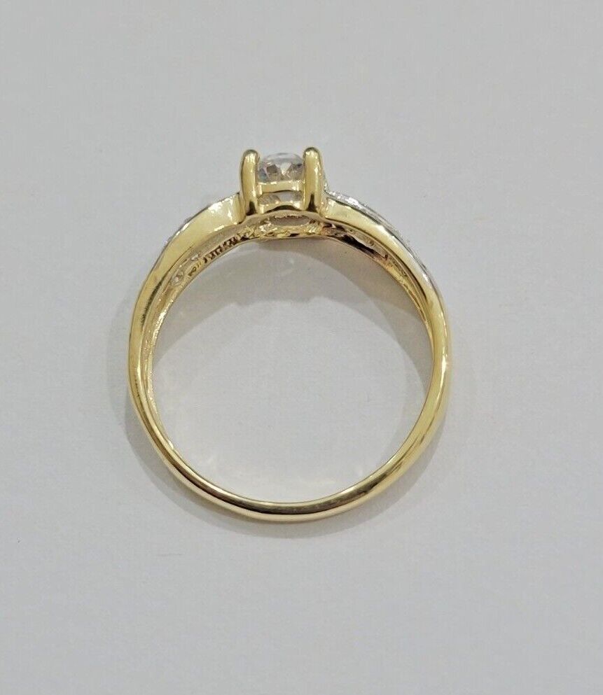 10k Yellow Gold Ladies Solitaire Ring For Womens Casual Band SALE Real Brand New - Reva Jeweler