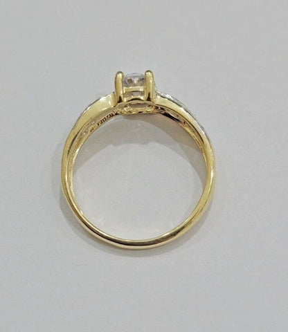 10k Yellow Gold Ladies Solitaire Ring For Womens Casual Band SALE Real Brand New - Reva Jeweler