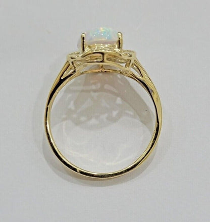 10k Yellow Gold Ladies White Opal Ring For Women Casual Band SALE Real Brand New - Reva Jeweler