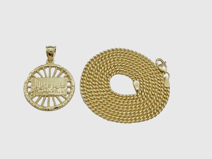 10k Yellow Gold Last Supper Charm Miami Cuban Chain 18'' 10kt Pendant Necklace - Reva Jeweler