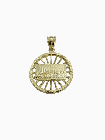 10k Yellow Gold Last Supper Charm Rope Chain 22'' 10kt Circle Pendant Necklace - Reva Jeweler