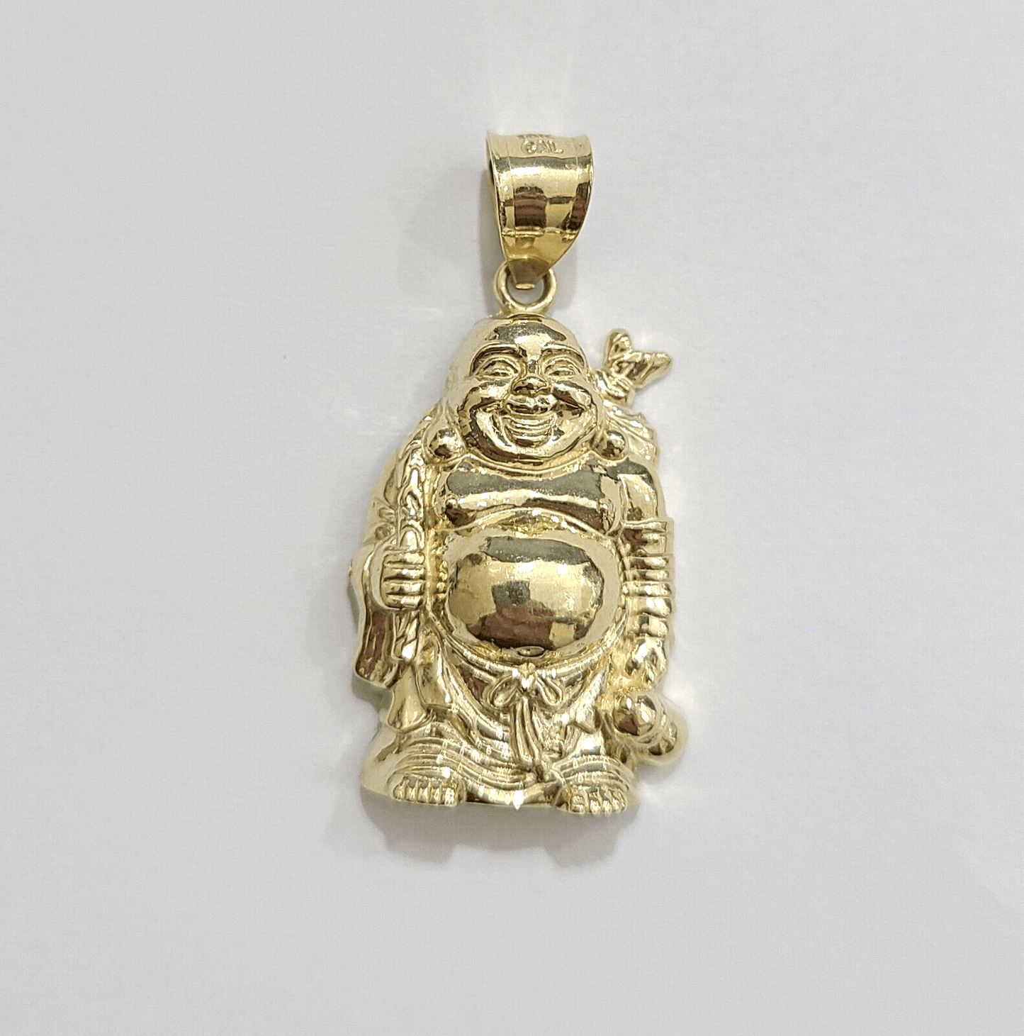 10k Yellow Gold Lucky Laughing Buddha Charm Religious Pendant Smiling - Reva Jeweler