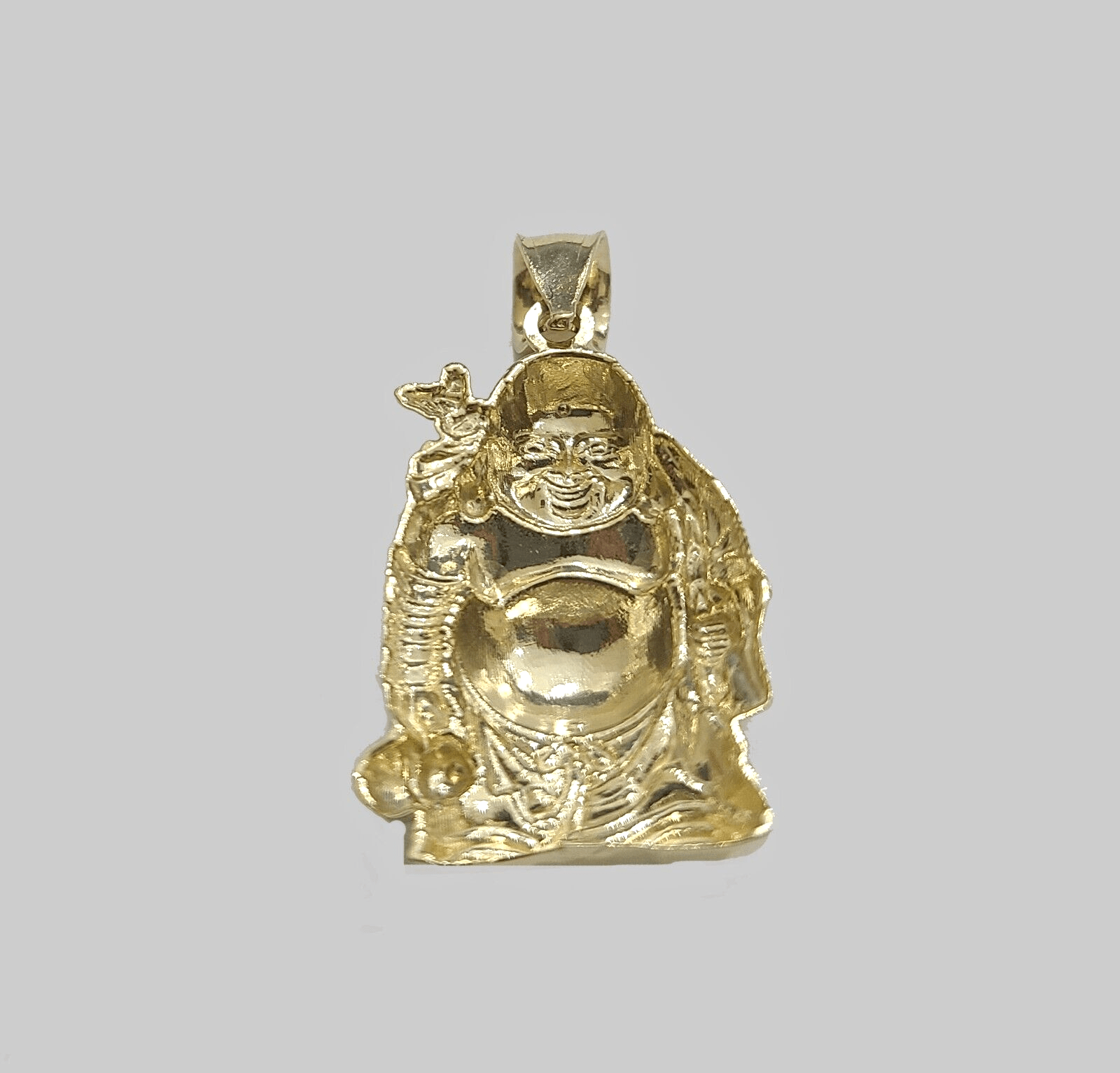 10k Yellow Gold Lucky Laughing Buddha Charm Religious Pendant Smiling - Reva Jeweler