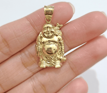 10k Yellow Gold Lucky Laughing Buddha Charm Religious Pendant Smiling - Reva Jeweler