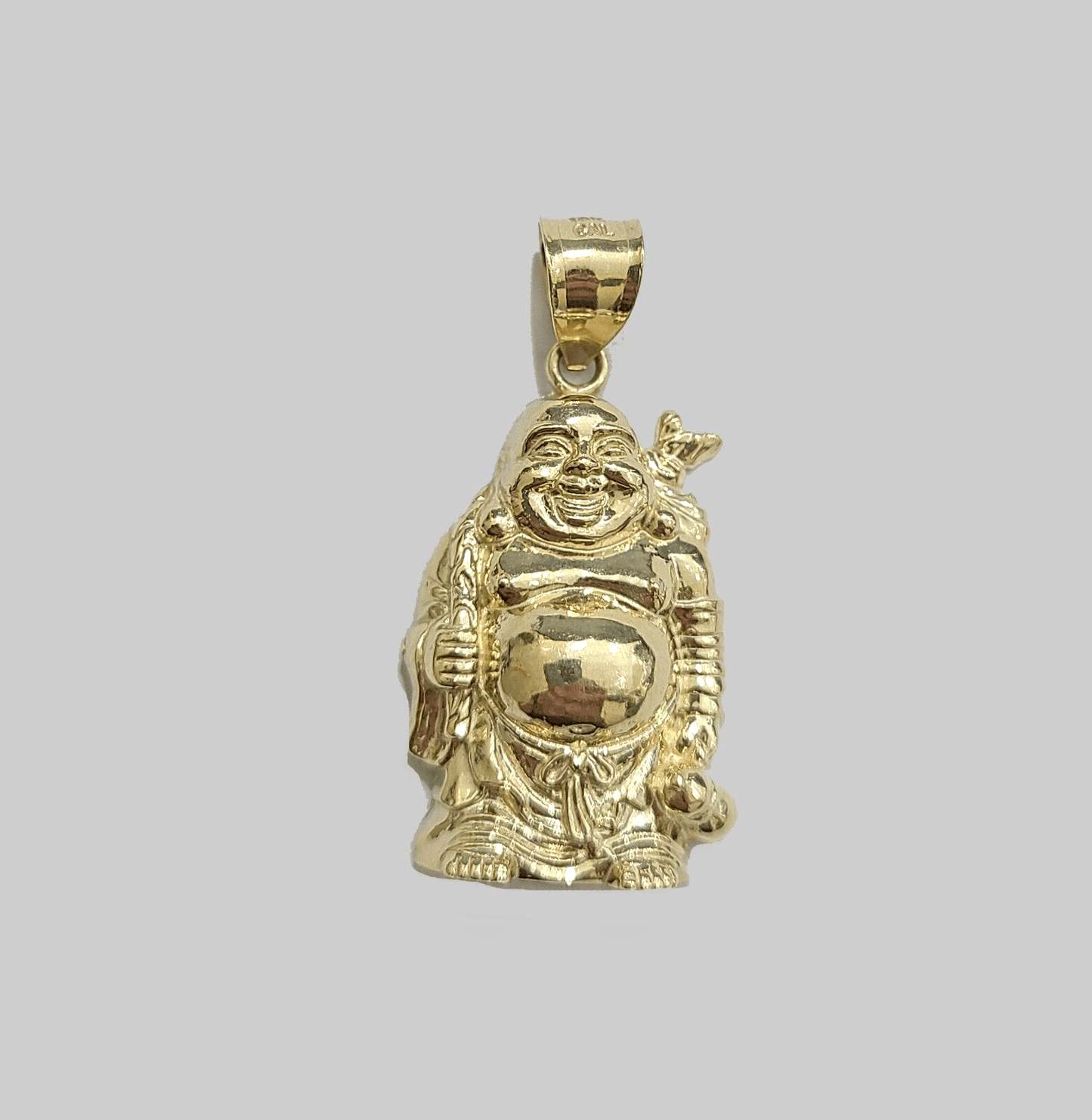 10k Yellow Gold Lucky Laughing Buddha Charm Religious Pendant Smiling - Reva Jeweler