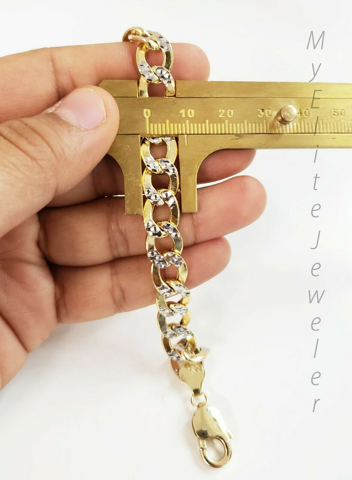 10k Yellow Gold Men's Diamond Cuts Cuban Link Bracelet 8.5 Inch 9mm Lobster Lock - Reva Jeweler