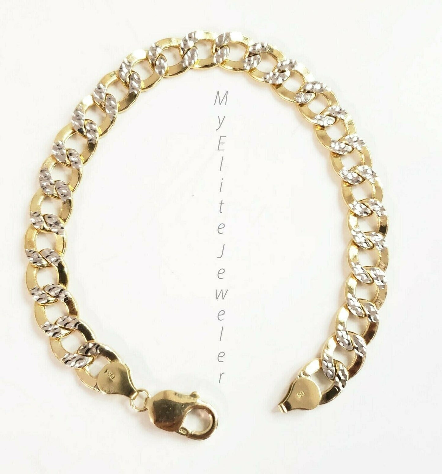 10k Yellow Gold Men's Diamond Cuts Cuban Link Bracelet 8.5 Inch 9mm Lobster Lock - Reva Jeweler
