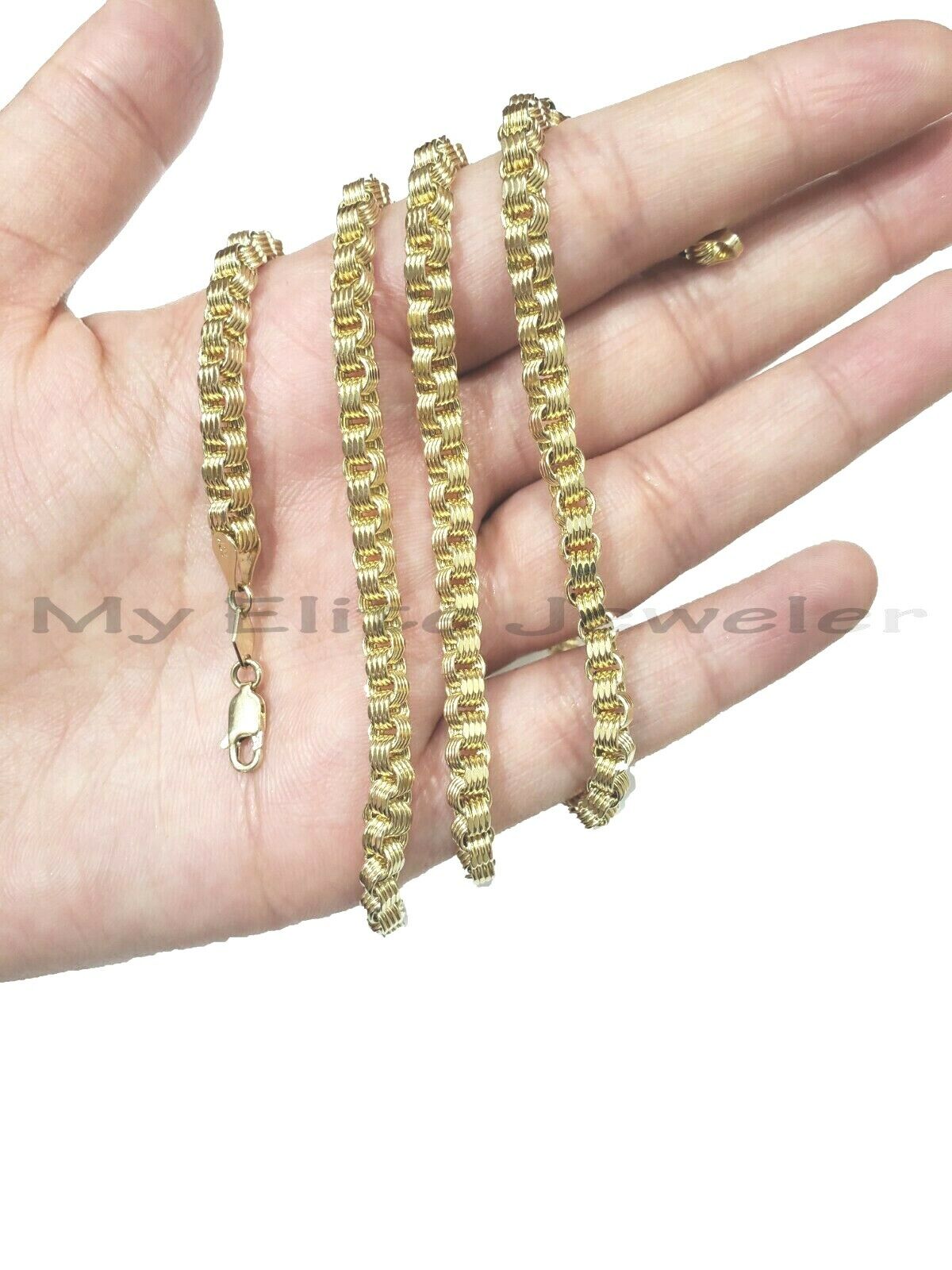 10k Yellow Gold Mens Necklace Byzantine Chain 5mm 18 Inch Choker Male REAL 10KT - Reva Jeweler