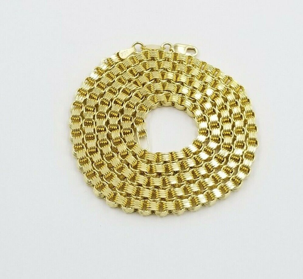 10k Yellow Gold Mens Necklace Byzantine Chain 5mm 18 Inch Choker Male REAL 10KT - Reva Jeweler