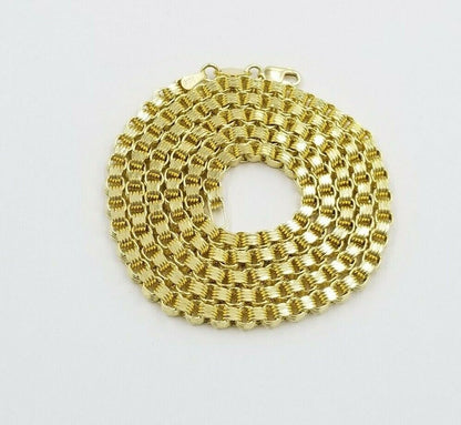 10k Yellow Gold Mens Necklace Byzantine Chain 5mm 18 Inch Choker Male REAL 10KT - Reva Jeweler