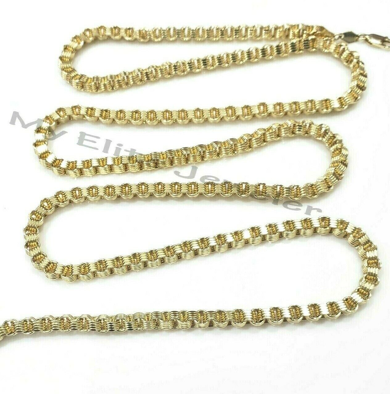 10k Yellow Gold Mens Necklace Byzantine Chain 5mm 18 Inch Choker Male REAL 10KT - Reva Jeweler