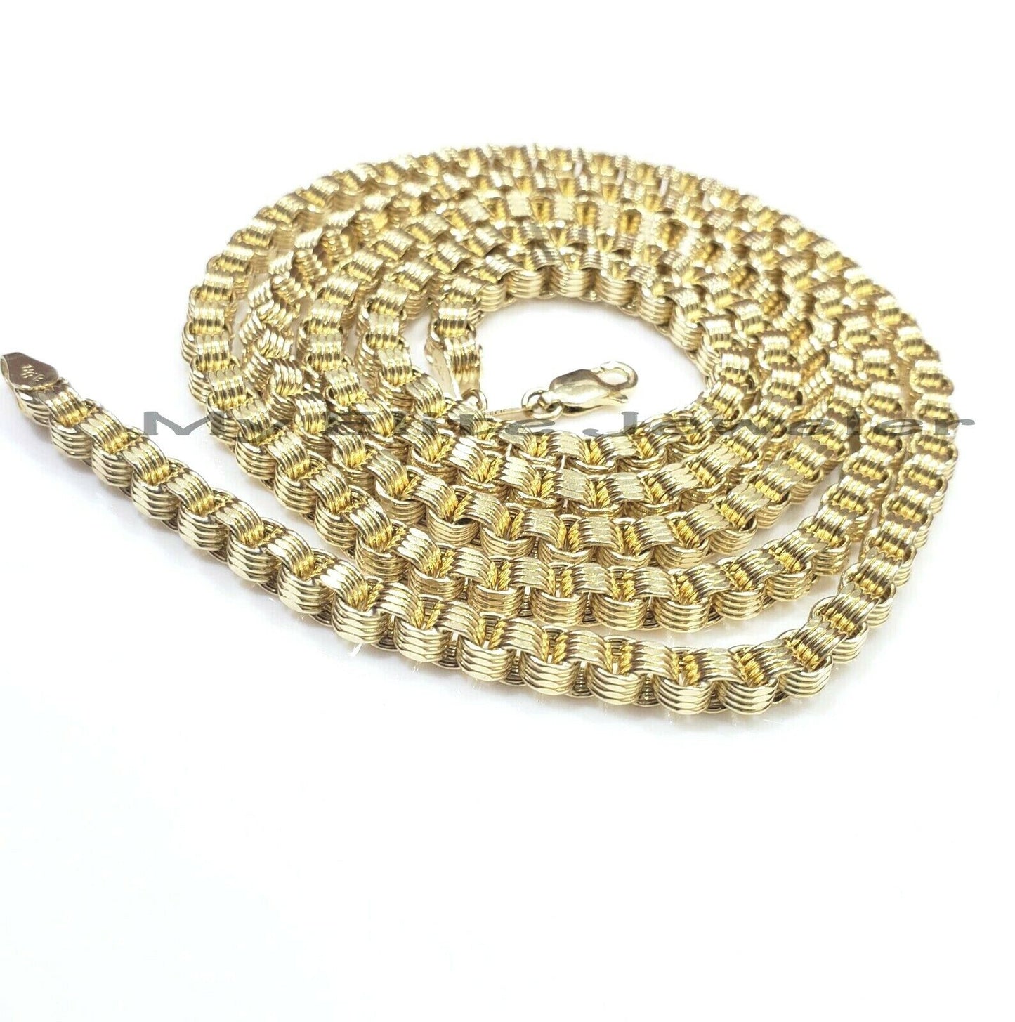 10k Yellow Gold Mens Necklace Byzantine Chain 5mm 18 Inch Choker Male REAL 10KT - Reva Jeweler