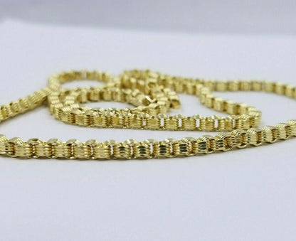 10k Yellow Gold Mens Necklace Byzantine Chain 5mm 18 Inch Choker Male REAL 10KT - Reva Jeweler