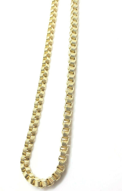 10k Yellow Gold Mens Necklace Byzantine Chain 5mm 18 Inch Choker Male REAL 10KT - Reva Jeweler