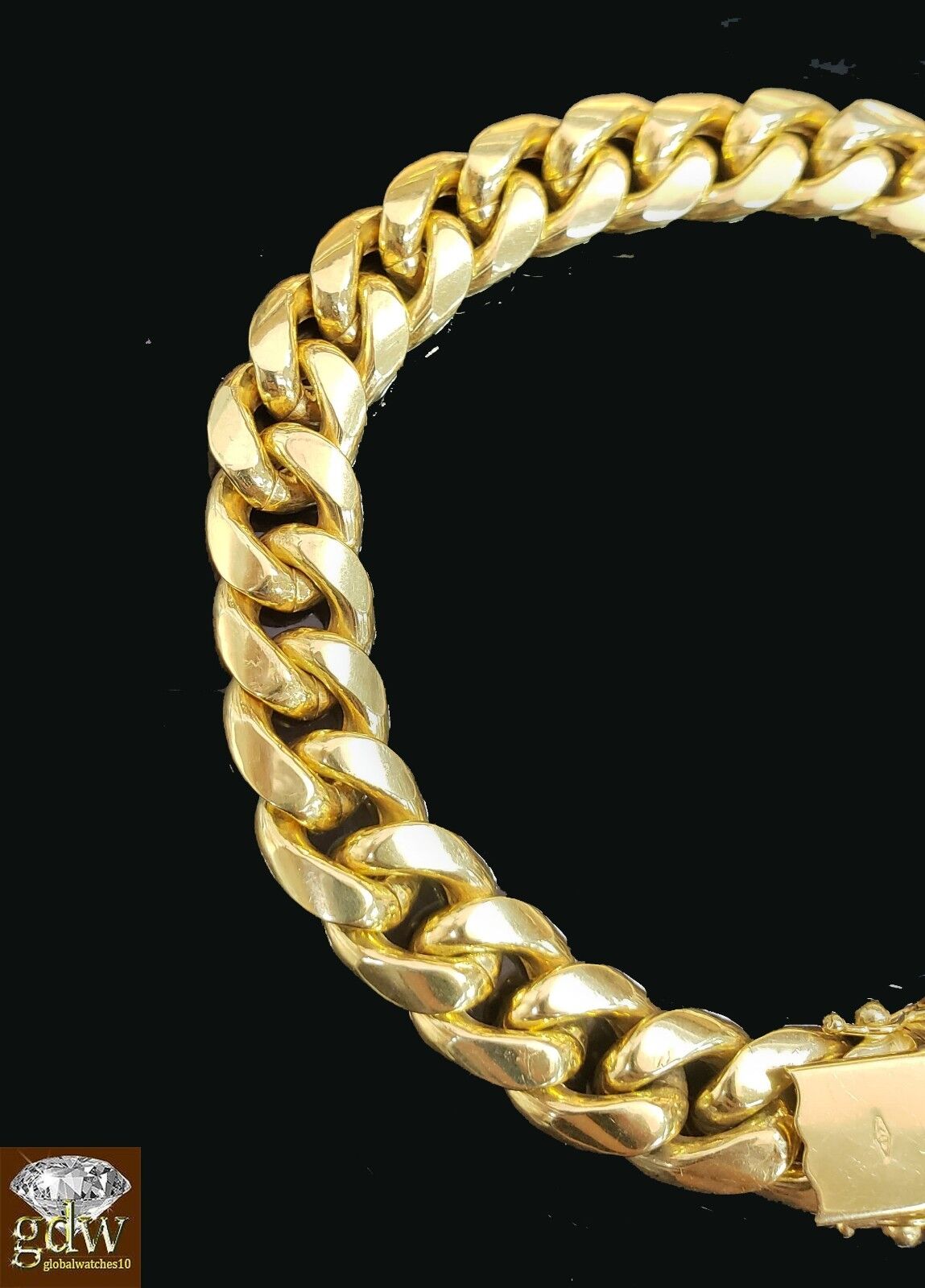 10k Yellow Gold Miami Cuban Bracelet 12mm 8" Box Lock Mens Real 10kt Strong Link - Reva Jeweler