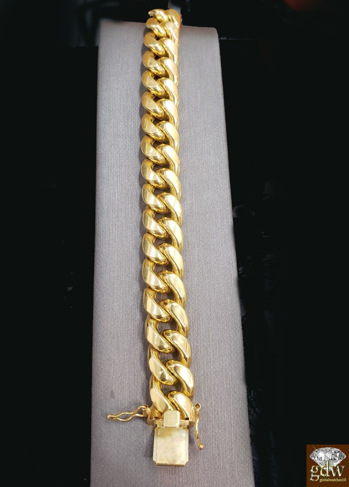 10k Yellow Gold Miami Cuban Bracelet 12mm 8" Box Lock Mens Real 10kt Strong Link - Reva Jeweler