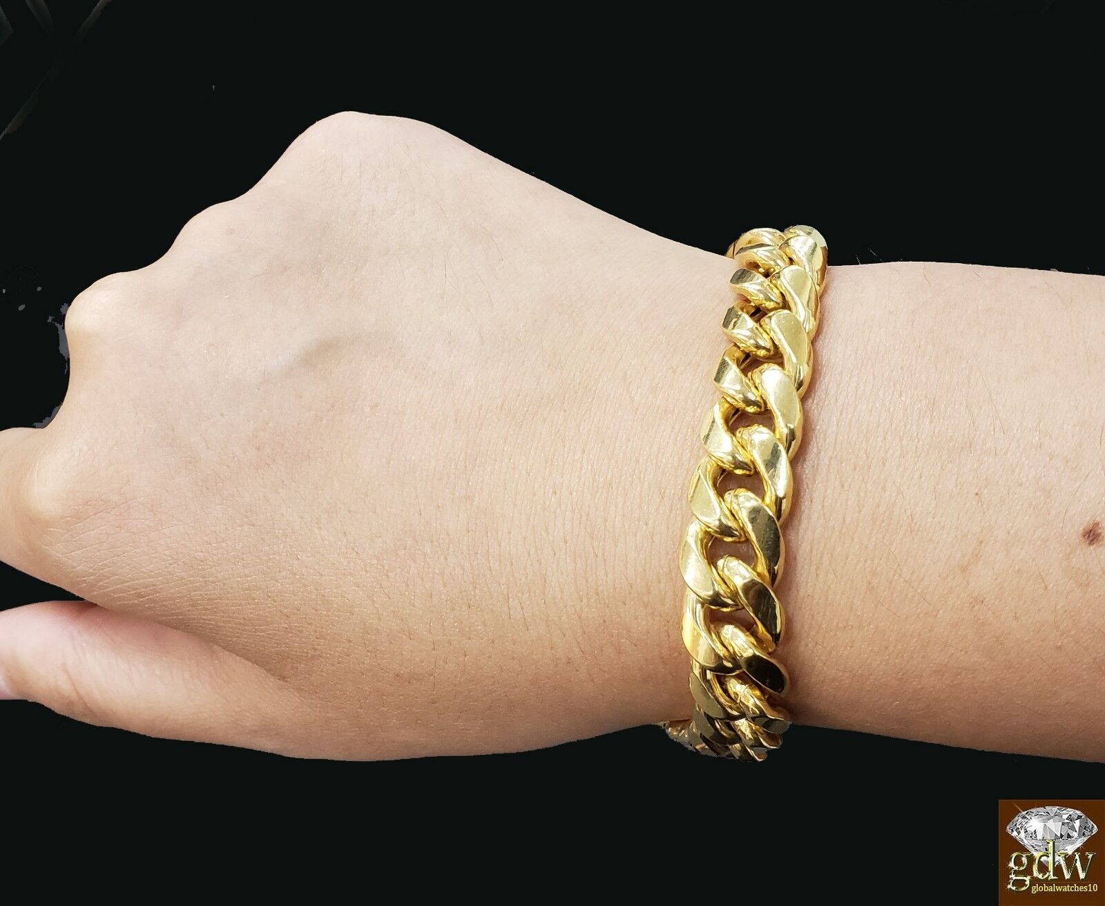 10k Yellow Gold Miami Cuban Bracelet 12mm 8" Box Lock Mens Real 10kt Strong Link - Reva Jeweler