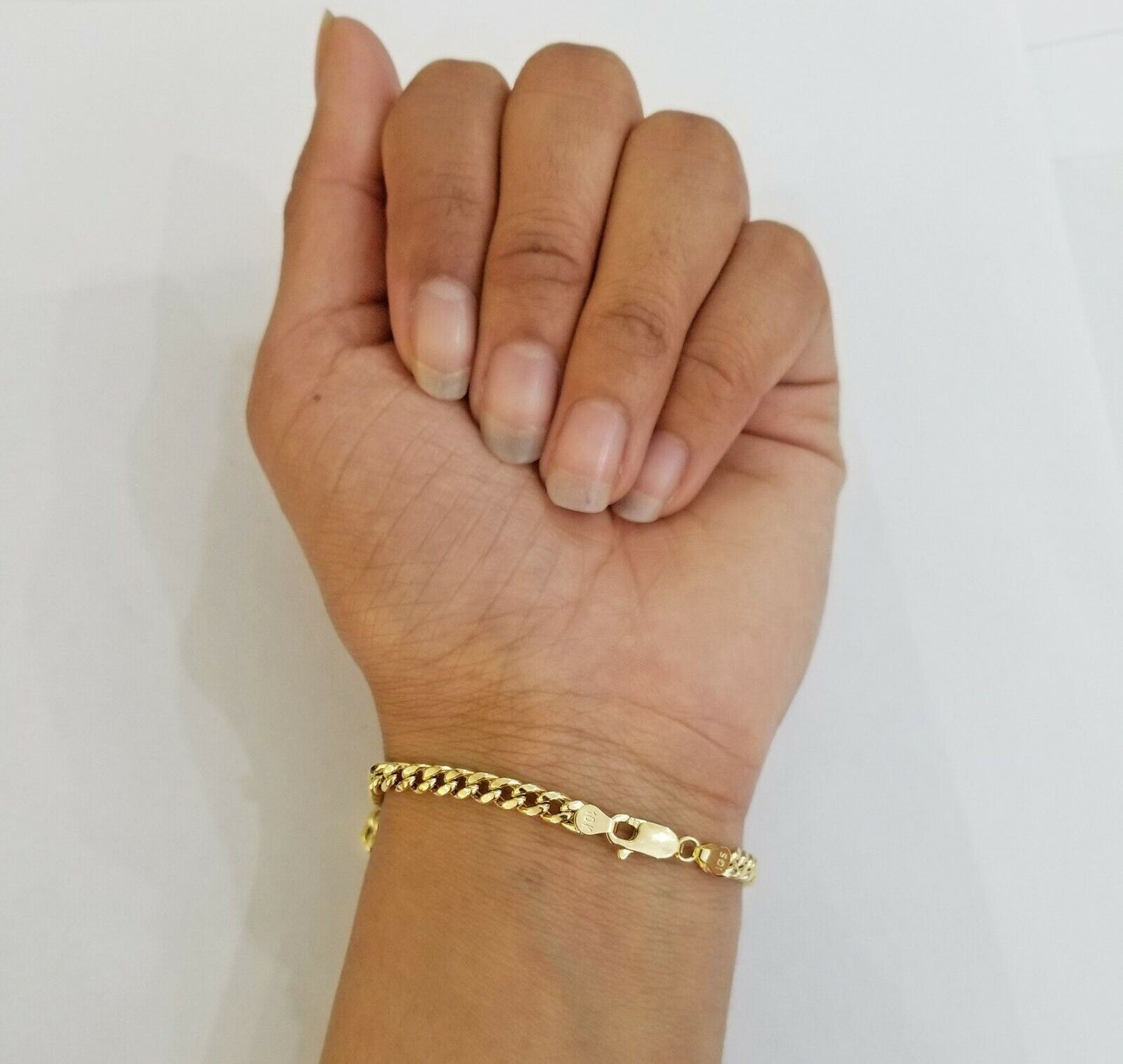 10k Yellow Gold Miami Cuban Bracelet 7" 5mm lobster lock men women hand chain - Reva Jeweler