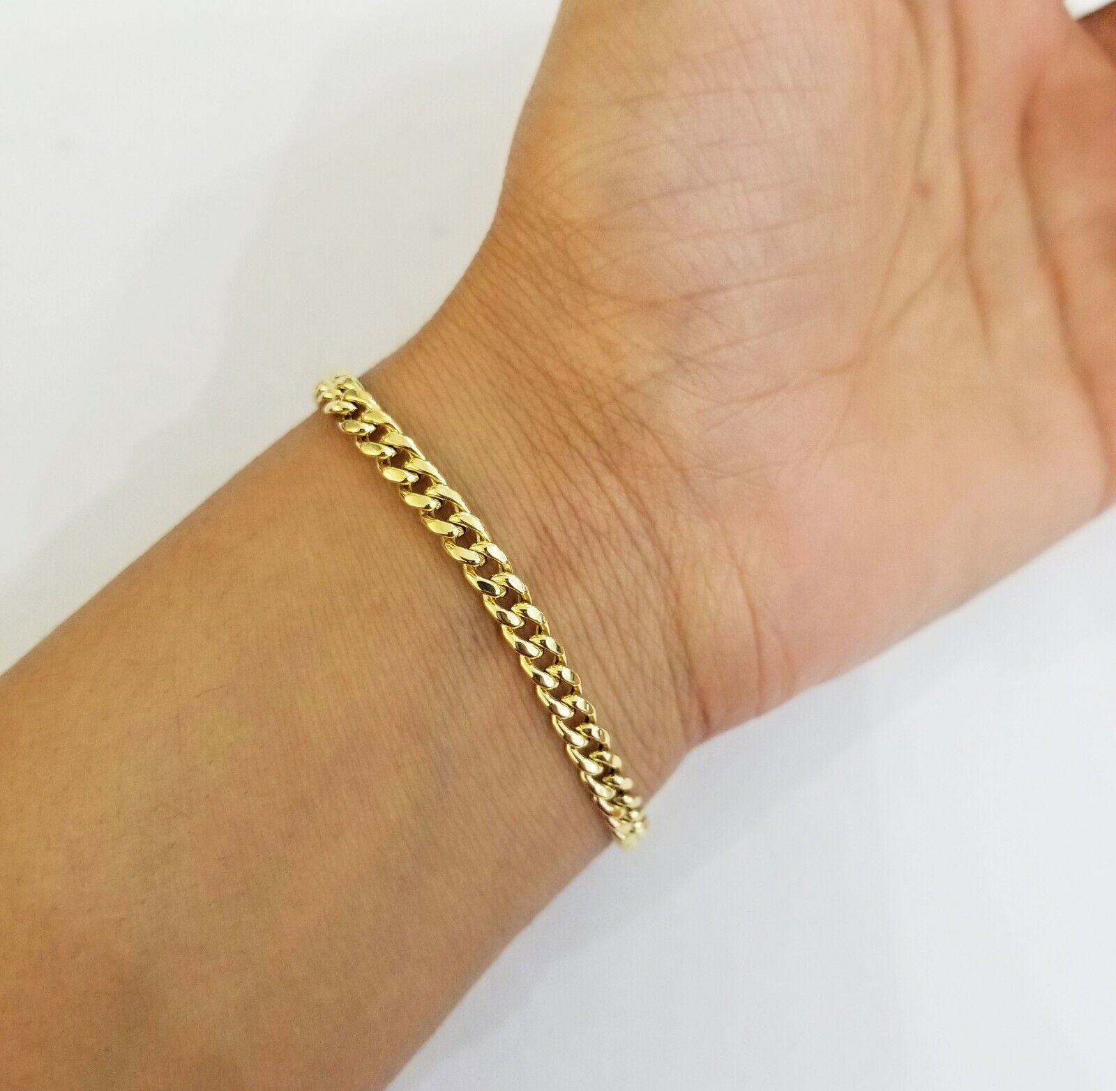 10k Yellow Gold Miami Cuban Bracelet 8inch 5mm lobster lock men women - Reva Jeweler
