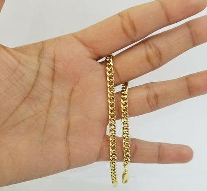 10k Yellow Gold Miami Cuban Bracelet 8inch 5mm lobster lock men women - Reva Jeweler