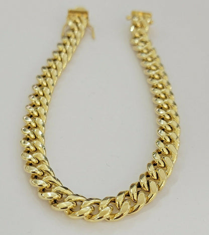 10K Yellow Gold Miami Cuban Bracelet 9MM 8" Inch Box Lock Link REAL 10KT Thick - Reva Jeweler